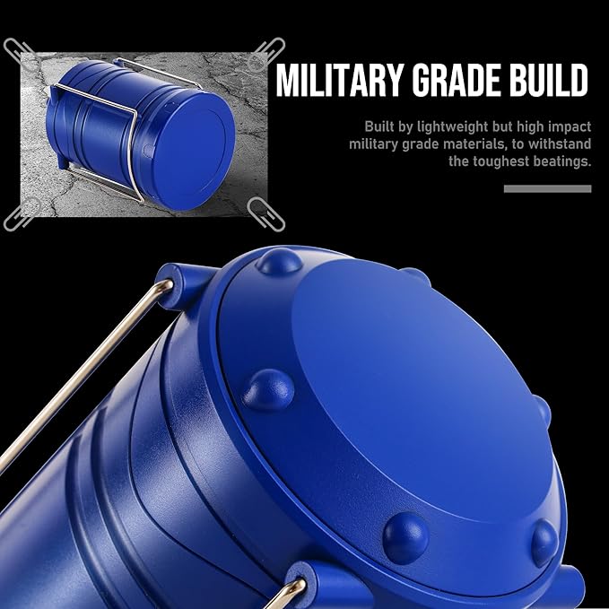 Lichamp LED Camping Lantern, 4 Pack Battery Powered Flashlight for Power Outages, Portable Collapsible Hanging Light Essential for Home, Outdoor, Emergency Lamp Survival Kit Gear for Hurricane, Blue