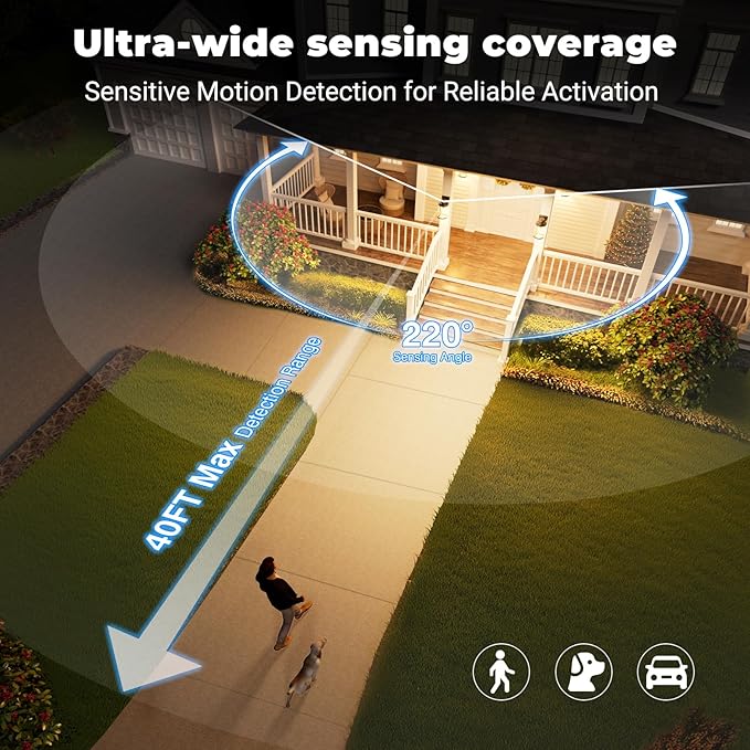 Motion Sensor Outdoor Lights with GFCI Outlet, 16.4" H Black Porch Light Outdoor, Dusk to Dawn Outside Lighting for House, Aluminum Anti-Rust Outside Light Fixtures Wall Mount for Garage Patio