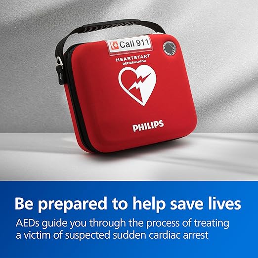 Philips HeartStart OnSite AED Defibrillator with Portable Emergency Medical Kit, CPR Guidance and Voice Prompts, with Slim Carry Case, M5066A-C02