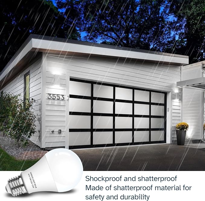 Garage Door Opener LED Light Bulb 2 Pack，15W Equivalent to 100W Garage Light Bulb,A19 5000K Daylight White E26 Base 120V Outdoor Light Bulbs,Minimize Interference,Dimmable
