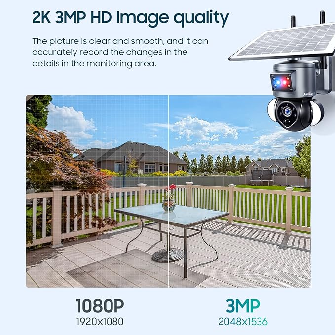 Solar Security Cameras Wireless Outdoor,Remote 2K WiFi 360° View Wireless Solar Powered Cameras for Home, PIR Motion Sensor Floodlight with Siren Color Night Vision
