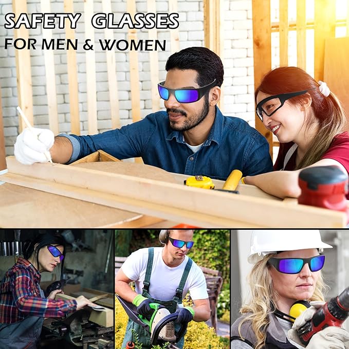 OXG Safety Glasses Protective Eyewear Men Women, ANSI Z87.1 Work Glasses Scratch Impact Resistant for Industrial Shooting