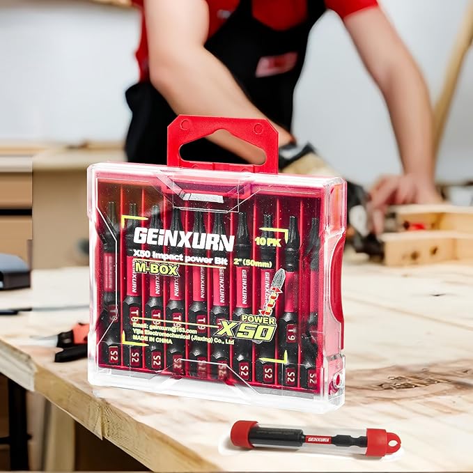 20Pieces 2inches T9 Impact Tough Magnetic Screwdriver Bit Set, #9 Torx Head Power Bits, S2 Alloy Steel Star Bits with 1pc Bit Holder and Storage M-Box