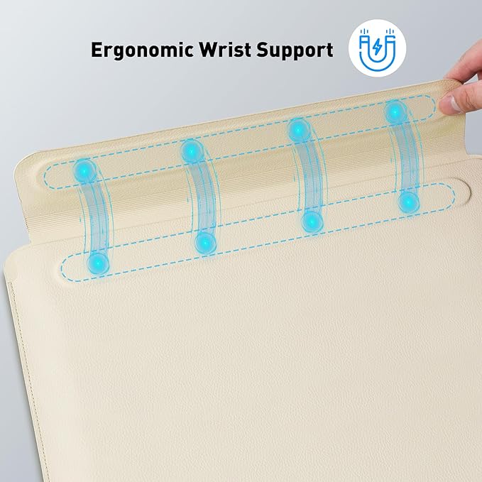 AboveTEK Laptop Sleeve Case for 13-14 inch MacBook Air/Pro, Slim Laptop Case with Stand, Ergonomic Wrist Rest & Mouse Pad, Waterproof Anti-Scratch Leather Bag for 13-14 Surface HP (Beige)