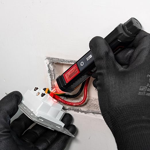 KAIWEETS Voltage Tester/Non-Contact Voltage Tester with Signal Percentage, Dual Range AC 12V/70V-1000V, Live/Null Wire Tester, Electrical Tester with LCD Display, Wire Breakpoint Finder (Black)