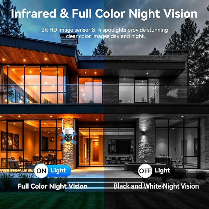 4G LTE Cellular Security Camera Wireless Outdoor, 2K No WiFi Security Cellular Camera Solar Powered with Color Night Vision, PIR Motion Sensor AI Tracking for Farm/RV