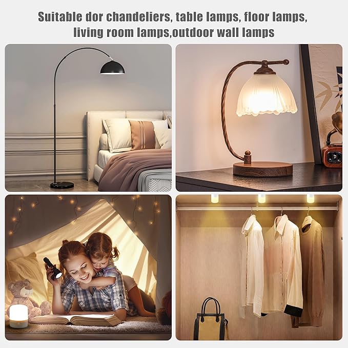 Rechargeable Light Bulbs with Remote, Timer, 3 Color Temperatures & RGB, E26 Battery Operated for Lamps Detachable Wireless Emergency Light Bulbs, Non-Hardwired, 2 Packs