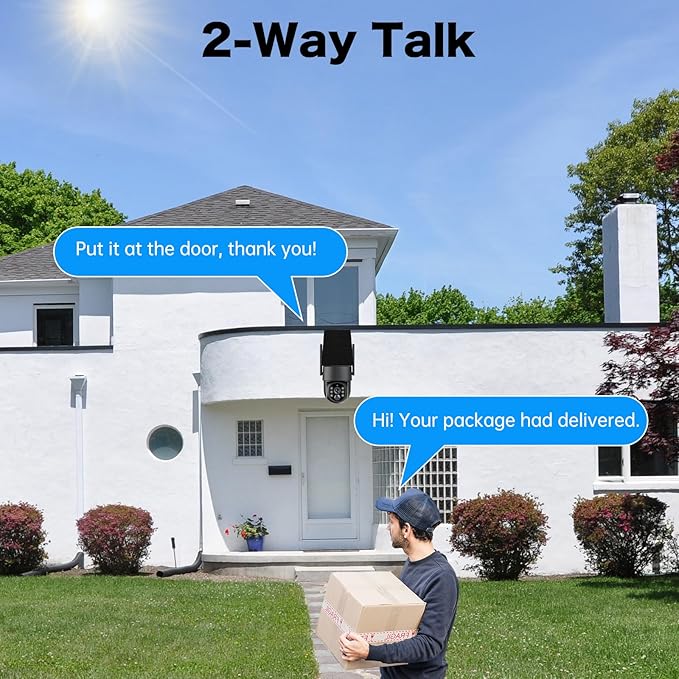Solar Security Cameras Wireless Outdoor, 2K PTZ WiFi 4MP Indoor Security Camera for Home with Spotlight, PIR Motion Detection,Siren, Color Night Vision, 2-Way Talk, SD/Cloud Storage (TWO CAM)