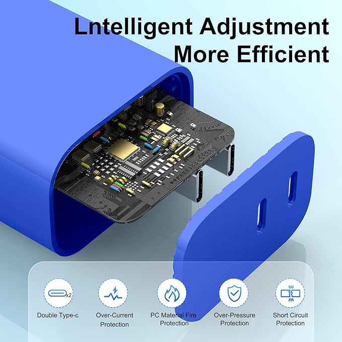 USB C Charger,Dual Port USB C Fast Charging Block，Type C Wall Charger Plug for iPhone 15/14/13/12/11/ Pro Max/Plus/Xs Max/XR/X,iPad Pro/Samsung Galaxy(20W)