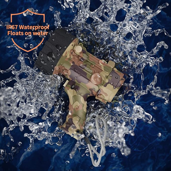 BUYSIGHT Rechargeable Spotlight Flashlight Floodlight,1000000 Lumen Hand held Spot Lights IP67 Waterproof COB Camping Lantern with red Filter(Camouflage Gray-COB)