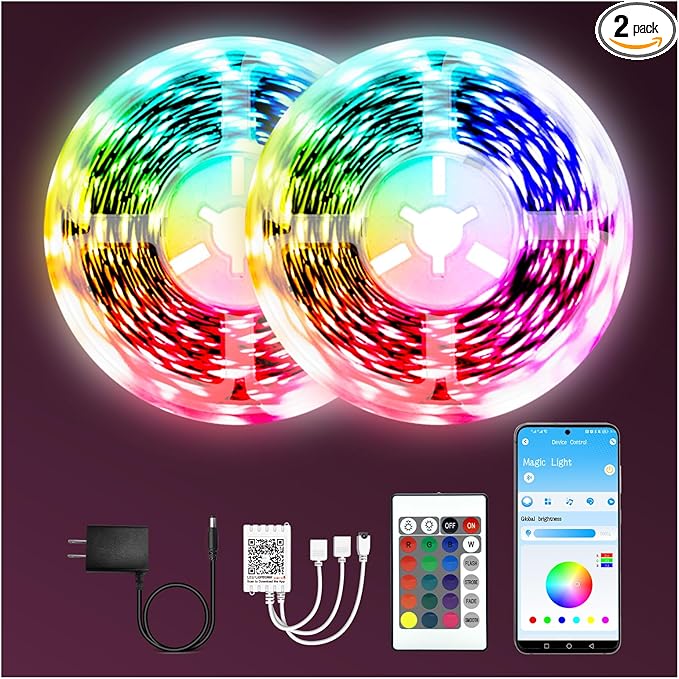 dalattin Led Lights for Bedroom 130ft(2 Rolls of 65.6ft), Led Lighting with Remote&App Control, Color Changing Led Lights for Room, RGB Led Strip Lights Music Sync, Easter Home Decor, 24V Power Supply
