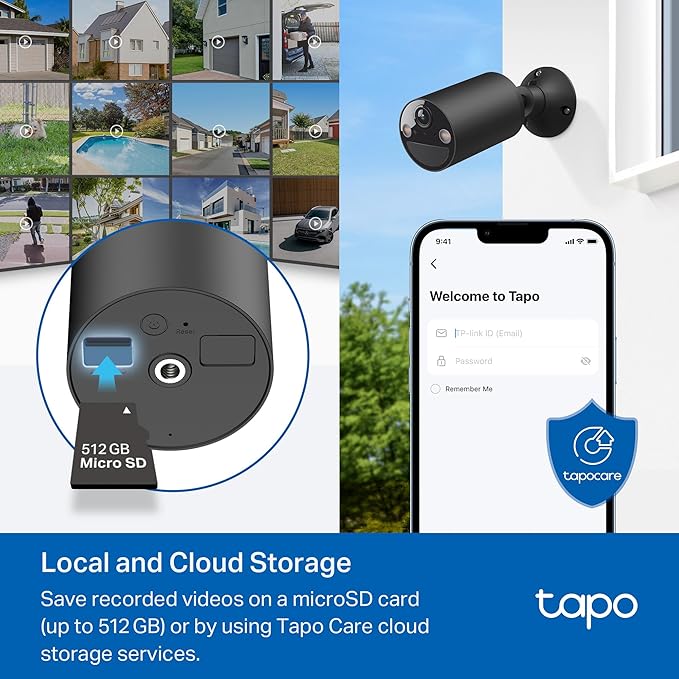Tapo by TP-Link Wireless Outdoor Security Camera, 1080P, Up to 180 Days Battery Life, Free Person Detection, SD/Cloud Storage, Spotlight Color Night Vision, Alarm, No Hub Needed, Black, C403