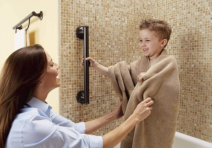 Moen LR8724D1GOWB Bathroom Safety 24-Inch Designer Bathroom Grab Bar with Curled Grip, Old World Bronze