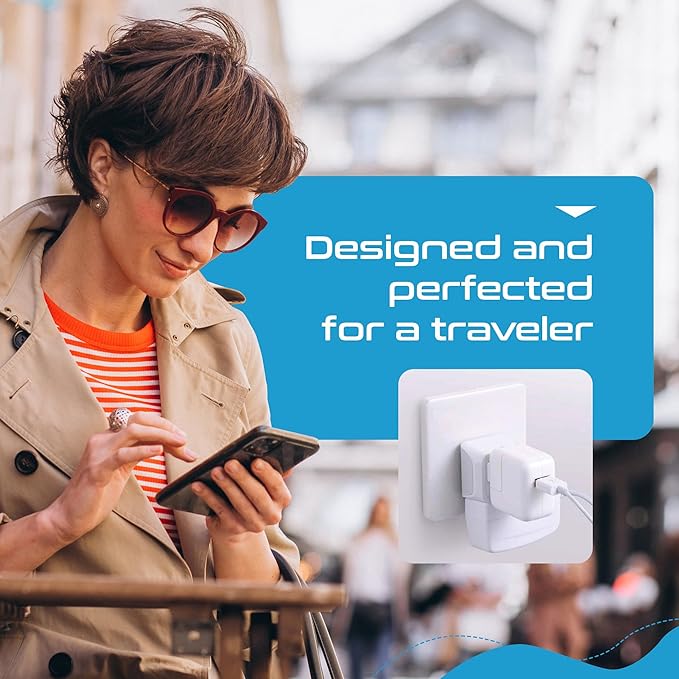 Ceptics Italy Travel Plug Adapter, Chile Plug Adapter with Dual USA Input, Compact Type L Plug Adapter, Safe Grounded Plug, Perfect for Cell Phones, Laptops, Chargers, 3 Pack - CT-12A