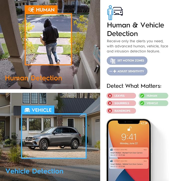 Amcrest 4K AI Bullet IP PoE Camera, 4K@30fps, 164ft Night Color Vision, Security IP Camera Outdoor, Face Detection, Human & Vehicle Detection, Built-in Siren Alarm, Built in Mic IP8M-TB2886EW-AI