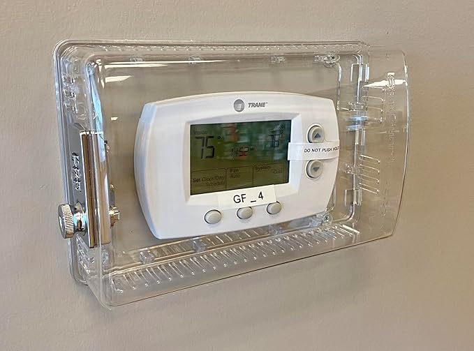 StatGuardPlus XL2 Universal Thermostat Cover with Combination Lock, Clear Thermostat Lock Box Includes Wall-Cover for Clean Look (Fits thermostats 4.5 x 7 x 2.5). Keyless Too.