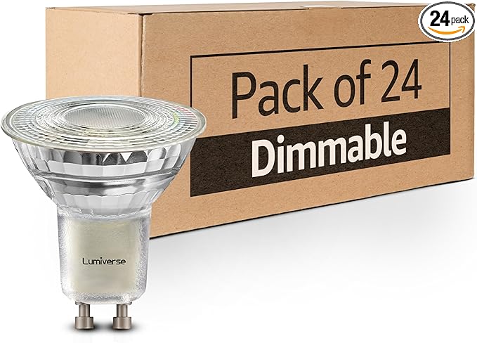 Lumiverse 24 Pack GU10 LED Bulbs, Dimmable, 2700K Soft Warm White, 5.5W 500lm [50W Equivalent], Par16 Led Bulbs for Track Lighting, 40° Beam Angle, ampoule led, UL Listed