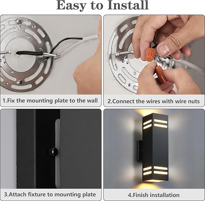 SHIMR Dusk to Dawn Outdoor Light Fixture, Modern Outdoor Wall Lights with LED Bulbs Includes, Aluminum Anti-Rust Sconce Up and Down Outside Lights for House Porch Garage Patio [ETL Listed]