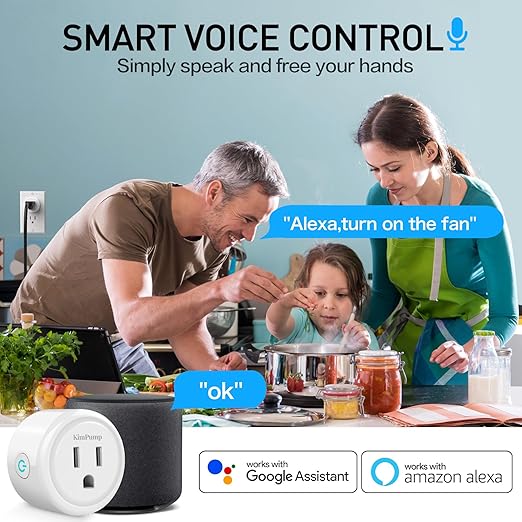 WiFi Smart Plugs, App Controlled Plug Compatible with Alexa and Google Home, Wireless Outlet Plug with Timer & Schedule, 2.4GHz Wi-Fi Only Smart Socket Outlet FCC Listed for Home
