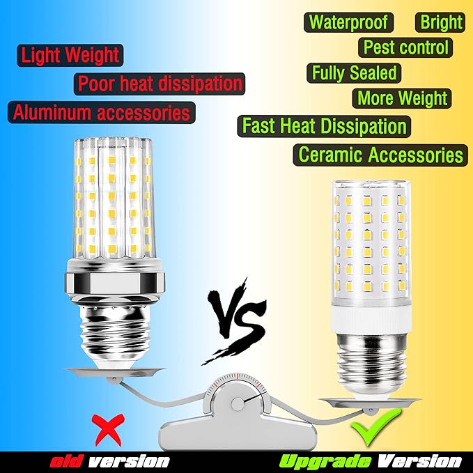 ALIDE E26 E27 12W LED Candelabra Bulbs,E26 100 Watt Led Replacement, 4000K Natural White,E26 LED Corn Light Bulbs 1200LM for Ceiling Fan Chandelier Pendant Lighting,Non-dimmable,4 Pack
