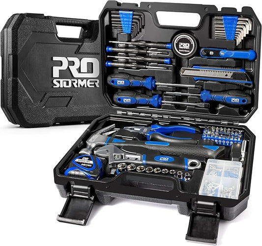 Prostormer 160-Piece Home Repair Tool Set, General Household Hand Tool Kit with Toolbox Storage Case for House, Garage, College Dorm and Office (Blue)