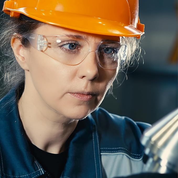 amoolo Safety Glasses for Men Women, Clear Eye Protection for Worl, Lab, Construction (Clear/Adult's Size, 144 Pack)