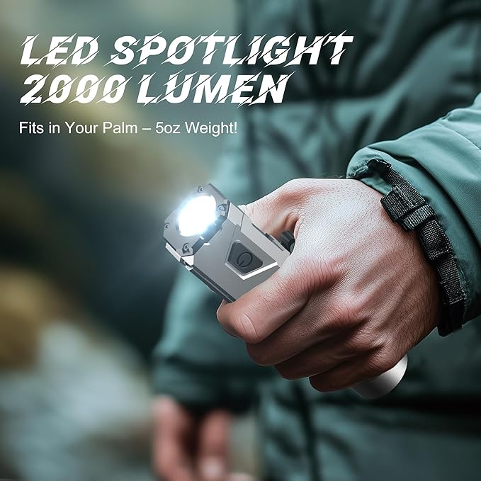 Anhay Flashlight Rechargeable 2000LM EDC Flashlight with Red Green Light 5 Modes Bright LED Flashlight Powerful Magnetic Flashlight & Mini Flash Light for Camping, Home, Hiking