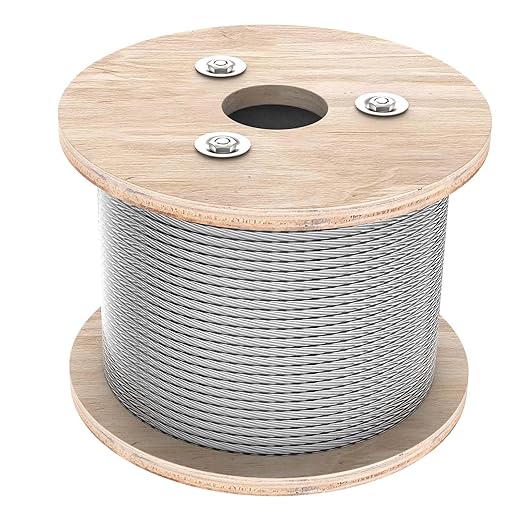 3/16 Wire Rope, 500ft 3/16 Stainless Steel Cable Wire, 7X19 Strand Aircraft Cable Wire Rope Kit, 3700lbs Breaking Strength 3/16 Steel Cable with 3/16 Cable Clamps,Thimble for Deck Railing Shade Sails