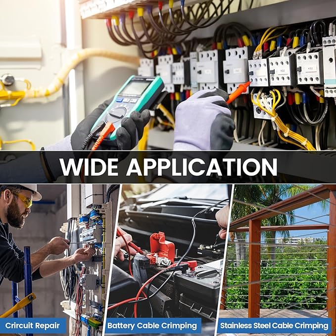 16T Hydraulic Battery Cable Crimper 8 AWG to 600 MCM Hydraulic Crimping Tool Cable Lug Crimper Electrical Terminal Wire Crimper with 13 Pairs of Dies Kit, Blue