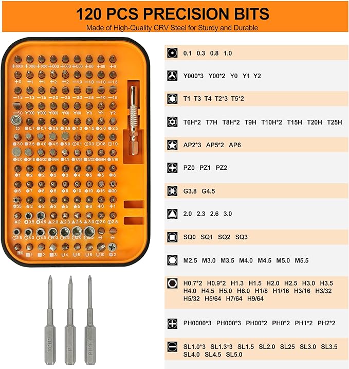 Precision Screwdriver Set, 130 in 1 Electronics Magnetic Screwdriver Set with 120 bits Repair Tool Kit for Computer, PC, Laptop, Phone, Mac, Tablet, Home DIY, Game Consoles, Glasses, Watch