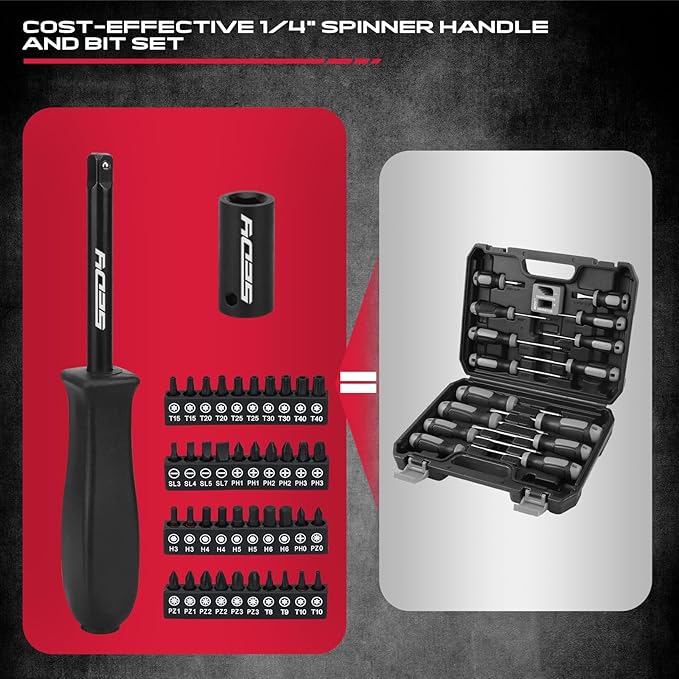 105-Piece 1/4" Drive Impact Socket Set, SAE 5/32"-9/16" & Metric 4-15mm, CR-V Steel Mechanics Tool Set with Ratchet Wrench, Adapters, Universal Joint, Screwdriver Bits, Bit Holder, Extension Bar