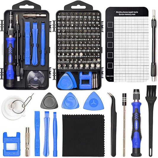 STREBITO Precision Magnetic Screwdriver Set 124-Piece Electronics Tool Kit with 101 Bits, for Computer, Laptop, Cell Phone, PC, MacBook, iPhone, PS4, PS5, Xbox Repair