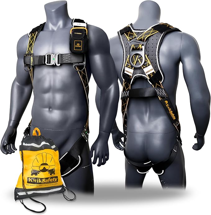 KwikSafety - TORNADO DiamondBACK Full Body Harness [1 D-RING] Premium Safety Harness Fall Protection Kit ANSI OSHA