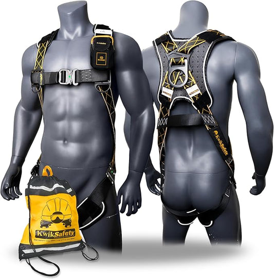 KwikSafety - TORNADO DiamondBACK Full Body Harness [1 D-RING] Premium Safety Harness Fall Protection Kit ANSI OSHA