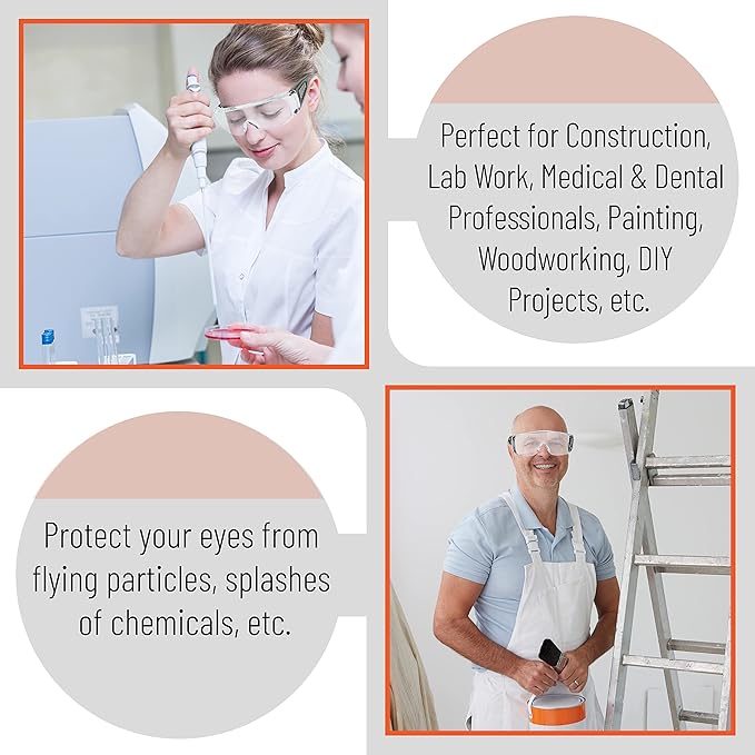 UNCO- Safety Goggles Over Glasses, Protective Goggles, Safety Goggles Anti Fog, Work, Safety Glasses Over