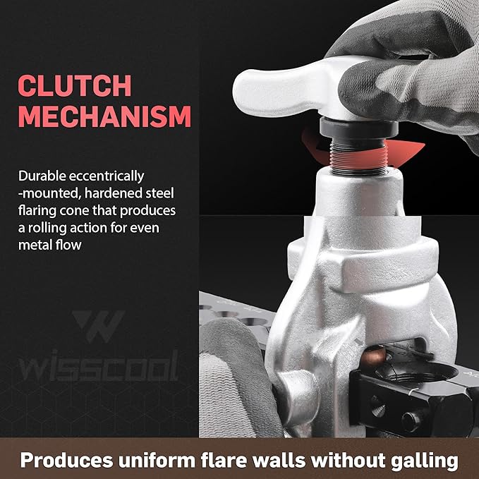 Eccentric Flaring Tools Set and Tube Cutter Dedurring Tool Kit 7 Dies Sizes 3/16-3/4 inch 45 Degree Angle Eccentric Cone for Copper Brass Aluminum Mild Steel HVAC Refrigeration Plumping Work