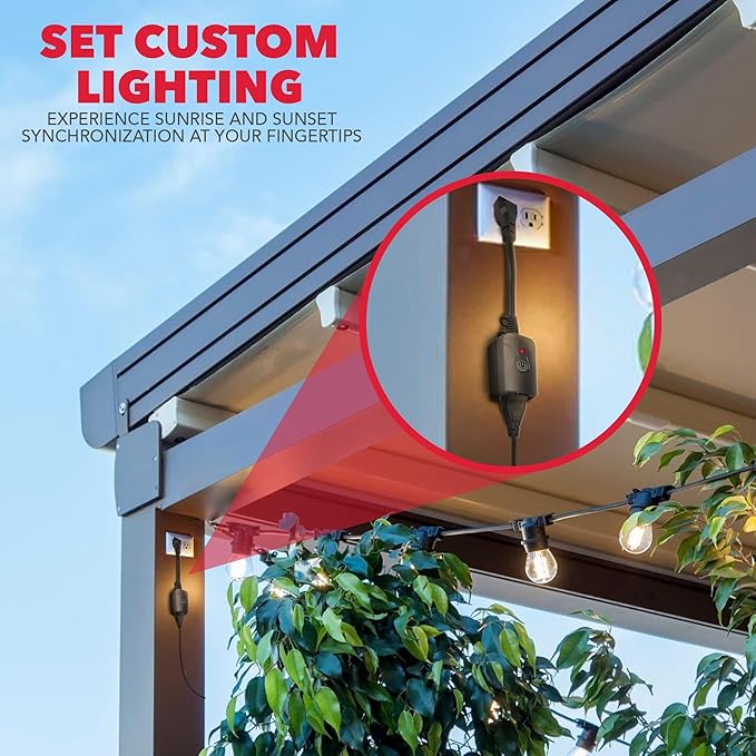 RCA Weatherproof Outdoor Smart Plug w/Outlet Cover, Accessory for Garden & Patio Lights, Lamp, Holiday Decorations, Parties | Set Schedules, Timers | Works w/Google & Alexa Devices for Home, RCA App