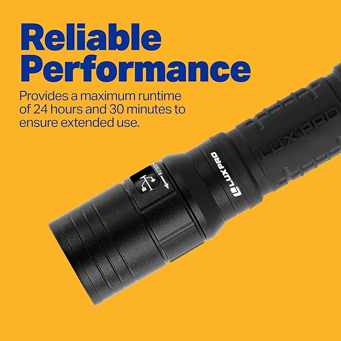 LUXPRO XP980 Pro Series Rechargeable Utility LED Flashlight - 760 Lumens - Bright Flashlight with 24.5-Hour Run time & Ergonomic Handle