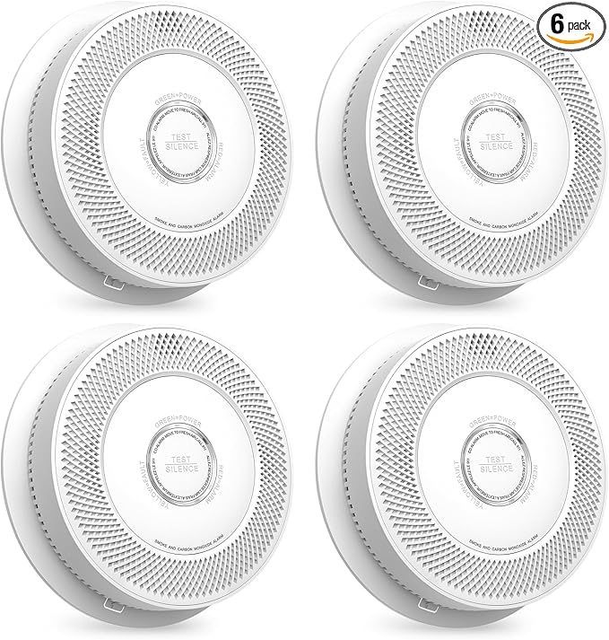 Jemay Smoke Detector Carbon Monoxide Detector Combo 10 Year Battery, Smoke and Carbon Monoxide Detector with Voice Reminder, LED Warning Light Indicators, 4 Packs
