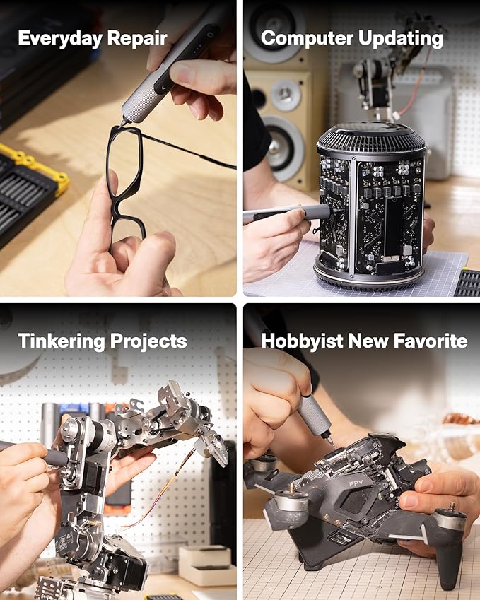 HOTO SNAPBLOQ 3-in-1 Master DIY & Repair Tool Kit, Brushless Motor, Magnetic Attachment System, 114 Extensive Accessories, Mini Tool Kit for 3D Printer Sanding, Electronics, PCB, Jewelry, DIY Crafts