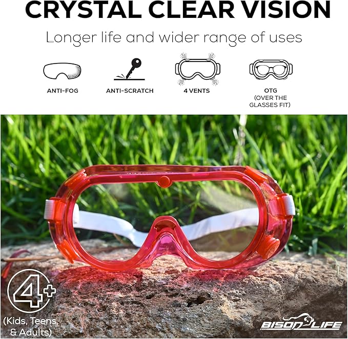 BISON LIFE Kids Safety Glasses, Bulk Kids Protective Glasses ANSI Z87.1 Safety Glasses for Kids, Science Safety Goggles Pack