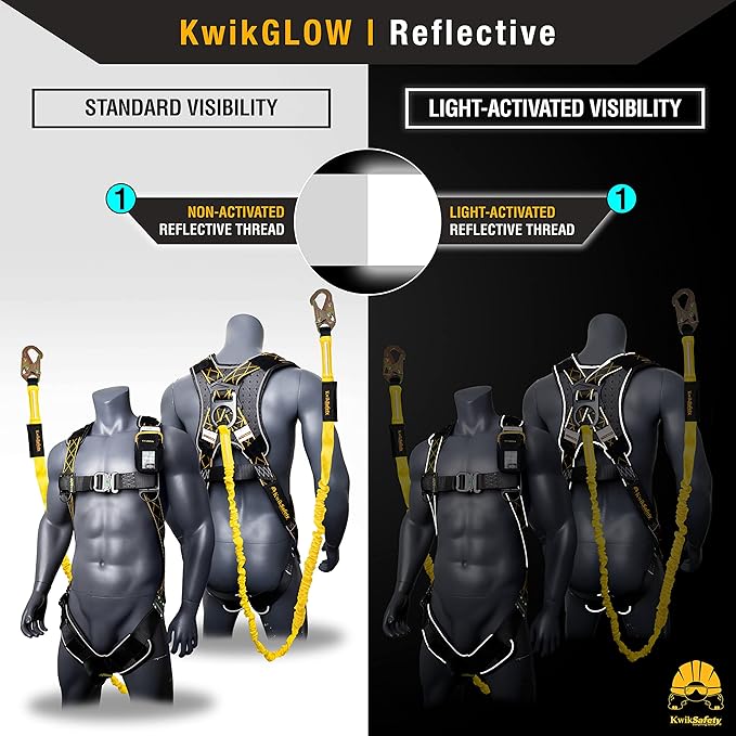 KwikSafety - SCORPION Safety Harness [w/Attached 6ft Lanyard] Safety Harness Fall Protection Kit ANSI OSHA