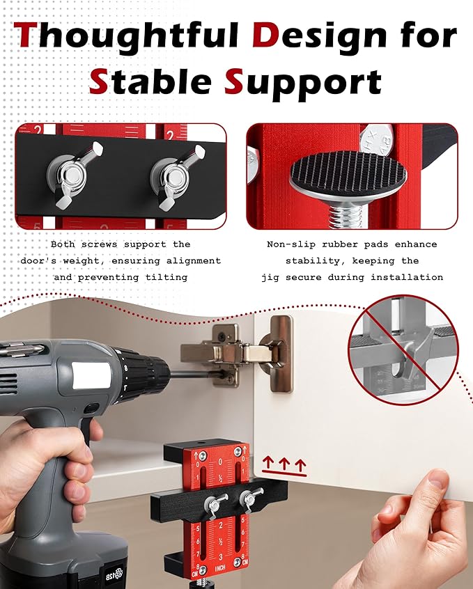 Cabinet Door Mounting Jig, Cabinet Door Installation Positioner for Easy Door Support and Alignment, Cabinet Installation Tool for Attaching Hinges, Cabinet Hardware Jig for 1x2s frame, 2 Pack