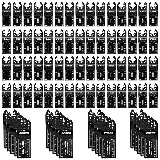 FORCA Multi Tool Blades Kits, 105pcs Universal Oscillating Tools Saw Blades for Wood, Fine Tooth Multitool Blades, Durable High Carbon Steel