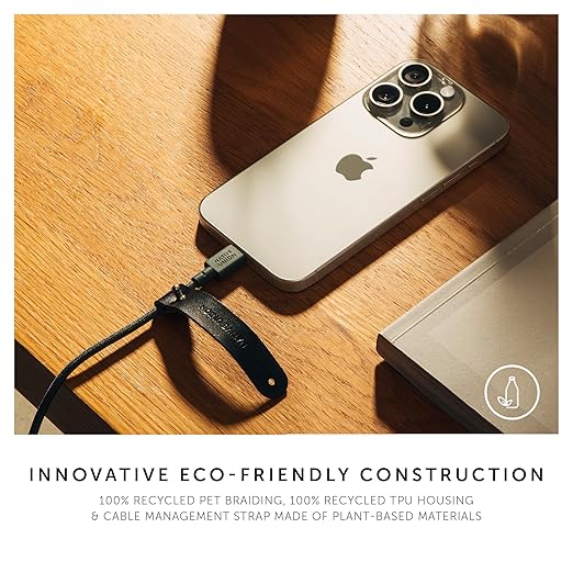 Native Union Type-C Belt Cable - USB-C to USB-C 4ft Ultra-Strong Charging Cable Compatible with iPhone 16, 16 Plus, 16 Pro, 16 Pro Max, iPad Pro, iPad Air, Samsung S24, Flip 6, Fold 6 (Slate Green)