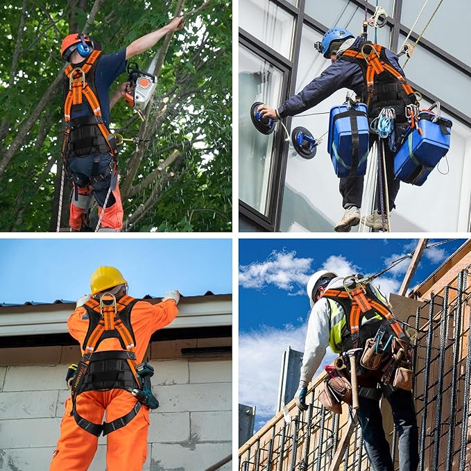 Trsmima Safety Harness Fall Protection - Roof Full Body Harness Men Construction Work Belt Tongue & Quick Connected Buckle