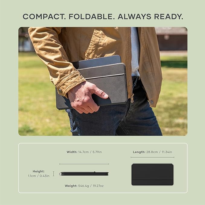 Satechi OntheGo Bluetooth Keyboard with Adjustable Stand, Connect up 3 Devices, USB C Rechargeable Battery, Compact and Portable Keyboard for iPad, Tablet – Black