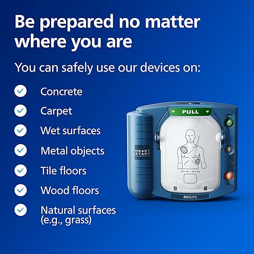 Philips HeartStart OnSite AED Defibrillator with Portable Emergency Medical Kit, CPR Guidance and Voice Prompts, with Slim Carry Case, M5066A-C02