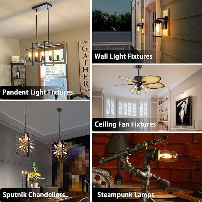 T10 Led Bulb 2700K 3.2 inches, e26 Led Bulb 60 watt Equivalent Dimmable, T25 Tubular Light Bulb, Edison Bulbs 6W e26 Medium Base Lightbulb UL Listed, Pack of 4