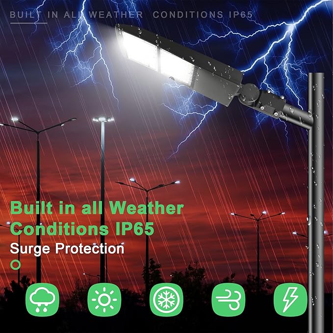 300W LED Parking Lot Lights, Surge Protector Included, 1000W MH/HPS Equiv, 5000K 42000LM 1-10V Dimmable LED Shoebox Lights for Parking Lot, Sport Court Areas DLC UL Approved